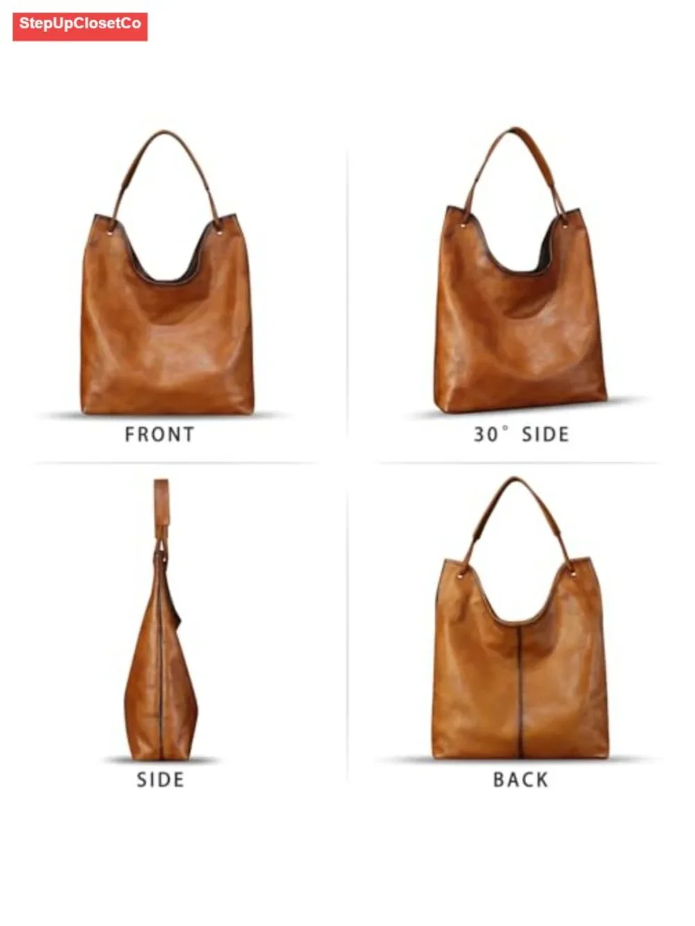 Genuine Leather Hobo Bag Large Tote Vintage Shoulder Satchel Purse Work